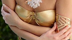 sexy babe melissa jean strips naked, showing hot natural tits outdoors. it’s pure eye candy.