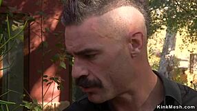 busty babe faces debt collector's whipping