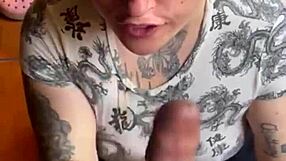 Young girlfriend gets messy with cum and vomit while giving blowjob