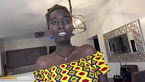 ebony woman in casting interview with sloppy blowjob and riding