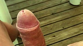 so turned on, almost bursting on the terrace of a mobile home at camping