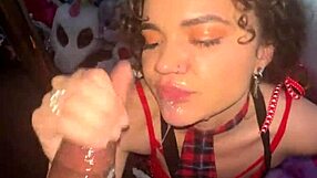 curly-haired nympho gets facial from flaxk