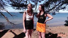 Arianna and angelina milfs take a hard queue