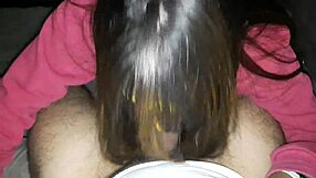Amateur Latina gets a big cock in her mouth and sucks it hard