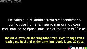 wife with small tits gets anal blowjob and cuckold creampie from monster cock