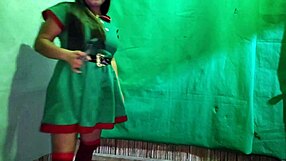 dirty christmas elf gets hot waiting for a big dick in her latina pussy