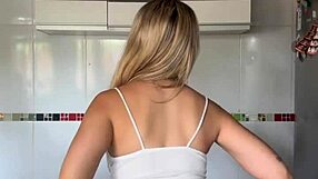 Blonde Shows Pierced Nipples And Shaking Ass