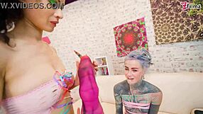 Extreme Anal Play with Dildos and Fisting for Gaping Tattooed Slut!