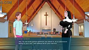 Nun and MILF in anal sex in a 3D adult video game