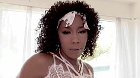 I give misty stone a huge cock blowjob and she swallows.