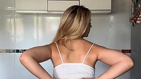 Blonde Shows Pierced Nipples And Shaking Ass