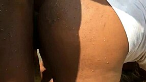 Bbw gets dirty and rides big black cock outdoor