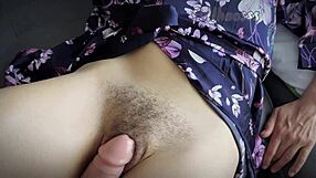 Big cock stepson fucks hairy horny milf pussy and cums inside