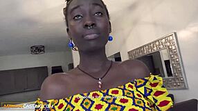 ebony woman in casting interview with sloppy blowjob and riding