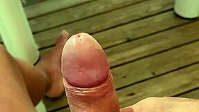 so turned on, almost bursting on the terrace of a mobile home at camping