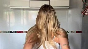 Blonde Shows Pierced Nipples And Shaking Ass