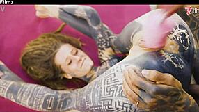 Does this tattooed couple do hard fucking and sloppy anal blowjob?