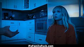 stepbrother blackmails stepsister for sneaking out late at night on myfamilyfuck