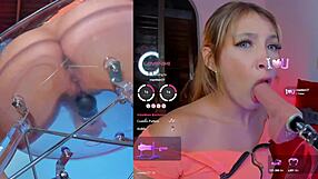 Girl Enjoys Machine Sucking Vibrator In Pussy