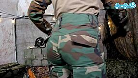 Naughty Teen 18+ Solider Almost Caught Masturbating in the Field