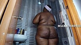 ebony nigerian couple gets wild with standing doggystyle in wet shower. mara exotic shakes that juicy ass!