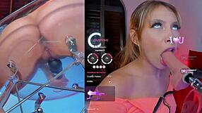 Girl Enjoys Machine Sucking Vibrator In Pussy