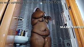 ebony nigerian couple gets wild with standing doggystyle in wet shower. mara exotic shakes that juicy ass!