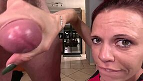 close up handjob cum on camera cock tease