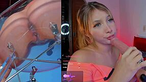 Girl Enjoys Machine Sucking Vibrator In Pussy