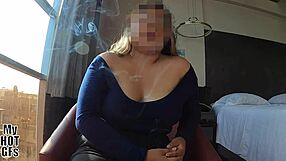 young brunette with big natural tits tries to seduce in porn casting interview, dreaming of acting fame