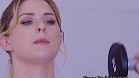 Blonde With Big Tits Craves Cock Mid-Workout, Muff Diving Ensues