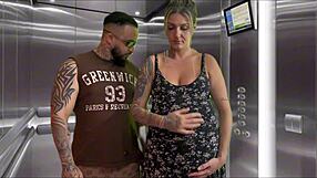 Pregnant Neighbor Gives Elevator Blowjob