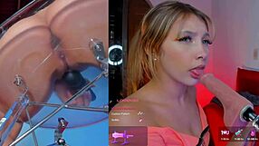 Girl Enjoys Machine Sucking Vibrator In Pussy