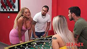 Naty Delgado And Carla Morelli In Swingers Quickie With Blowjobs And Fucking