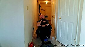Milf In Strait Jacket Gets Rough Facefuck And Facial In Garage! Punished Hard!