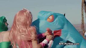 Sexy rangers share dick and orgasm together