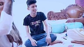 18-year-old Indian amateur fucks college teacher and stepbrother