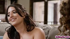 Friends Arabelle Raphael And Sarah Arabic Having A Hot And Steamy Lesbian Sex Over The Couch