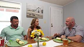 stepmom seduces big cock stepson while stepdad talks work!