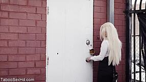 Hot long-legged brunette rides her boss's cock passionately