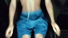 Athletic Roommate Trains at the Gym with Teacher