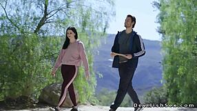 brunette babe bangs her handsome coach with intense licking and fucking