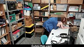 shoplifter teen begs guard for domination with monster cock