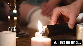 Lesbians get wild during a power outage and masturbate