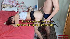 This amateur Latina housewife humiliates her mature husband by blowing another man