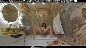 Brunette Kecy Hill Masturbates with Fingers in Bathroom 4K