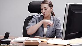 Hot long-legged brunette rides her boss's cock passionately