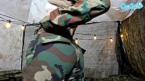 Naughty Teen 18+ Solider Almost Caught Masturbating in the Field