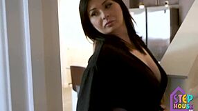 Stepmom london rose caught stepson spying in the kitchen