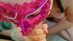 Masked Student Delivers Cute Blowjob in Missionary Position